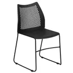 image of Flash Furniture RUT-498A-BLACK-GG Chair, 661 lbs, Black Metal Frame, Plastic Seat/Back, Stacks 5 – Assembled