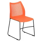image of Flash Furniture RUT-498A-ORANGE-GG Stackable Chair, 661 lbs, Orange Plastic Seat & Back, Metal Base, 5‑Stack