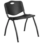 image of Flash Furniture RUT-D01-BK-GG Hercules Stacking Chair, 880 lbs, Black Frame, Seat/Back, 25‑High Stack, Ind/Out