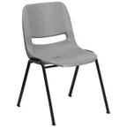 image of Flash Furniture RUT-EO1-GY-GG - Stackable Outdoor Chair, 880 lbs, Gray Seat, Metal Frame, 20‑High Stack