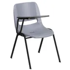 image of Flash Furniture RUT-EO1-GY-RTAB-GG Hercules Series Ergonomic Shell Chair, 880 lbs, Gray Plastic Seat & Back, Right Handed 12" Tablet Arm