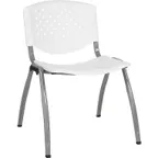 image of Flash Furniture RUT-F01A-WH-GG Stacking Chair, 880 lbs, White Poly Seat & Back, Frame, Stacks, Indoor/Outdoor