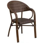 image of Flash Furniture SDA-AD642003R-1-GG Milano Series Rattan Stackable Outdoor Armchair, Red Bamboo, Cocoa, Aluminum Frame