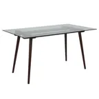 image of Flash Furniture SK-17GC-034-E-GG 55"W Rectangular Dining Table, Espresso Finish Beechwood Frame, 8mm Tempered Glass Top