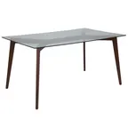 image of Flash Furniture SK-TC-5049-W-GG 55"W Rectangular Dining Table, 29"H Walnut Finish Beechwood Frame, 8mm Clear Tempered Glass Top