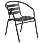 image of Flash Furniture TLH-017C-BK-GG Stackable Outdoor Armchair, 352 lb, Black, Aluminum Ladder Back, Steel Frame
