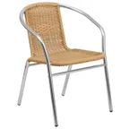 image of Flash Furniture TLH-020-BGE-GG Stackable Outdoor Armchair, 352 lb, Rattan Seat & Back, Aluminum Frame, Beige
