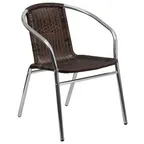 image of Flash Furniture TLH-020-GG Stackable Outdoor Armchair, 352 lb, Rattan, Dark Brown, Aluminum Frame