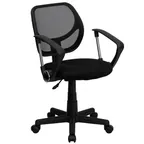 image of Flash Furniture WA-3074-BK-A-GG Chair, 30-1/2"-34-1/2" Height, 250 lb, Black Mesh Back, Nylon Arms, Casters