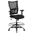 image of Flash Furniture WL-5029SYG-AD-GG Stool, 44-1/4"-50" Height, 400 lb, Black Mesh, Seat, Arms, Casters