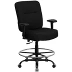 image of Flash Furniture WL-735SYG-BK-AD-GG Hercules Drafting Stool, 44-1/2"-51" Ht, 400 lb, Black Fabric, Dual Casters