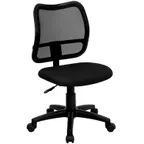 image of Flash Furniture WL-A277-BK-GG Chair, 34"-38" Height, 250 lb, Black Fabric Seat, Mesh Back, with Dual Casters
