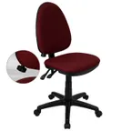 image of Flash Furniture WL-A654MG-BY-GG Swivel Chair, 35-1/2"-39-1/2" 250 lb, Burgundy, Armless, Casters, Lumbar, Back