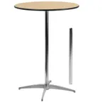 image of Flash Furniture XA-30-COTA-GG Adjustable Height Round Cocktail Table, 30" Dia., Birchwood Top, Black PVC Edge, Chrome Finish