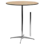 image of Flash Furniture XA-36-COTA-GG 36" Round Adjustable Height Cocktail Table, Birchwood Top, Chrome Steel Column, Four Point Base