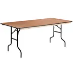 image of Flash Furniture XA-3672-P-GG Folding Banquet Table, 72"W x 36"D x 30"H, Rectangular, Okoume Hardwood, 580 lbs, Black PVC Edge