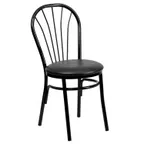 image of Flash Furniture XU-698B-BLKV-GG Hercules Series Metal Chair, Fan Back, Black Vinyl Upholstered Seat, 18 Gauge Steel
