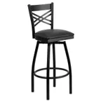 image of Flash Furniture XU-6F8B-XSWVL-BLKV-GG Hercules Series Black Vinyl Upholstered Metal Bar Stool with Swivel Seat