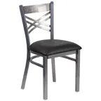 image of Flash Furniture XU-6FOB-CLR-BLKV-GG Hercules Series Restaurant Chair, Black Vinyl, Metal X Back, 18 Gauge Steel