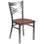 image of Flash Furniture XU-6FOB-CLR-CHYW-GG Hercules Series Metal X Back Restaurant Chair, Cherry Finish, 18 Gauge Steel Frame