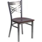 image of Flash Furniture XU-6FOB-CLR-WALW-GG Hercules Series Restaurant Chair, Metal X Back, Walnut Finish, 18 Gauge Steel Frame