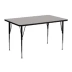 image of Flash Furniture XU-A2448-REC-GY-H-A-GG 48" Rectangular Activity Table, Gray Laminate Top, Adjustable Height 21-1/4" to 30-1/4", Black Powder Coated Steel Legs