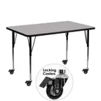 image of Flash Furniture XU-A2448-REC-GY-T-A-CAS-GG 48" Rectangular Activity Table, Gray Laminate Top, 24"D, Adjustable Height