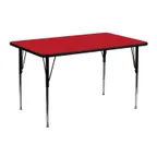 image of Flash Furniture XU-A2448-REC-RED-H-A-GG 48" Rectangular Activity Table, Red Laminate Top, 24"D, Adjustable Height 21-1/4" to 30-1/4", Black Powder Coated Steel Legs