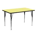 image of Flash Furniture XU-A2448-REC-YEL-T-A-GG 48" Rectangular Activity Table, Yellow Laminate Top, 24"D, Adjustable Height