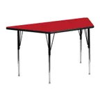 image of Flash Furniture XU-A2448-TRAP-RED-H-A-GG 46" Trapezoid Activity Table, Red Laminate Top, 25" Depth, Adjustable Height