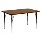 image of Flash Furniture XU-A2460-REC-OAK-H-A-GG 60" Rectangular Activity Table, Oak Laminate Top, 24"D, Adjustable Height