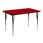 image of Flash Furniture XU-A3048-REC-RED-T-A-GG 48" Rectangular Activity Table, Red Laminate Top, 30" Deep, Adjustable Height