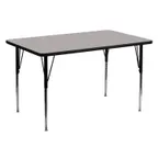 image of Flash Furniture XU-A3060-REC-GY-H-A-GG 60" Rectangular Activity Table, Gray Laminate Top, 30" Deep, Adjustable Height 21-1/4" to 30-1/4"