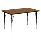 image of Flash Furniture XU-A3060-REC-OAK-H-A-GG 60" Rectangular Activity Table, Oak Laminate Top, 30" Deep, Adjustable Height