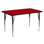 image of Flash Furniture XU-A3060-REC-RED-T-A-GG 60" Rectangular Activity Table, Red Laminate Top, 30" Deep, Adjustable Height 21-1/8" to 30-1/8"