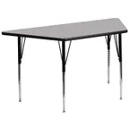image of Flash Furniture XU-A3060-TRAP-GY-T-A-GG 57" Trapezoid Activity Table, Gray Laminate Top, 26" Depth, Adjustable Height 21-30"