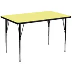 image of Flash Furniture XU-A3672-REC-YEL-T-A-GG 72" Rectangular Activity Table, Yellow Laminate Top, Black Steel Legs, Adjustable Height