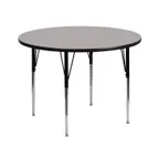 image of Flash Furniture XU-A42-RND-GY-H-A-GG 42" Round Gray Laminate Activity Table, Adjustable Height 21-1/4" to 31-1/4", Black Steel Legs