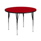 image of Flash Furniture XU-A42-RND-RED-T-A-GG 42" Round Red Laminate Activity Table, Adjustable Height 21-1/8"-30-1/8"