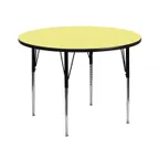 image of Flash Furniture XU-A42-RND-YEL-T-A-GG 42" Round Yellow Laminate Activity Table, Adjustable 21-1/8"-30-1/8" Height