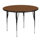 image of Flash Furniture XU-A48-RND-OAK-H-A-GG 48" Round Adjustable Height Activity Table, Oak Laminate Top, Black Edge, Steel Legs