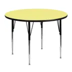 image of Flash Furniture XU-A48-RND-YEL-T-A-GG 48" Round Yellow Laminate Activity Table, Adjustable Height 21-1/8"-30-1/8", Black Steel Legs