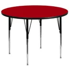 image of Flash Furniture XU-A60-RND-RED-T-A-GG 60" Round Red Laminate Activity Table, Adjustable Height