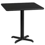 image of Flash Furniture XU-BLKTB-2424-T2222-GG 24" Square Black Laminate Dining Table, Pedestal Base, MDF Top, 31-1/8"H