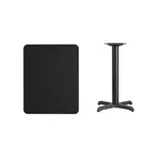 image of Flash Furniture XU-BLKTB-2430-T2222-GG Rectangular 30"W x 24"D Dining Height Table, Black Laminate MDF Top, PVC Edge, 31"H Four Point Pedestal Base