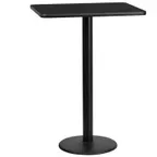 image of Flash Furniture XU-BLKTB-2430-TR18B-GG 30x24 Rectangular Bar Height Table, Black Laminate, PVC Edge, 43-1/8H