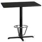 image of Flash Furniture XU-BLKTB-2442-T2230B-3CFR-GG 42"W Bar Height Table, Black Laminate, MDF Top, Four Point Base
