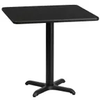 image of Flash Furniture XU-BLKTB-3030-T2222-GG 30x30 Square Black Laminate Dining Table, 31-1/8H, MDF Top, PVC Edge, Cast Iron Base