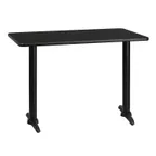 image of Flash Furniture XU-BLKTB-3042-T0522-GG 42"W Rectangular Black Laminate Dining Table, Pedestal Base, MDF Top