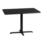 image of Flash Furniture XU-BLKTB-3042-T2230-GG 42" Rectangular Black Laminate Dining Table, Pedestal Base, MDF Top, 30"H